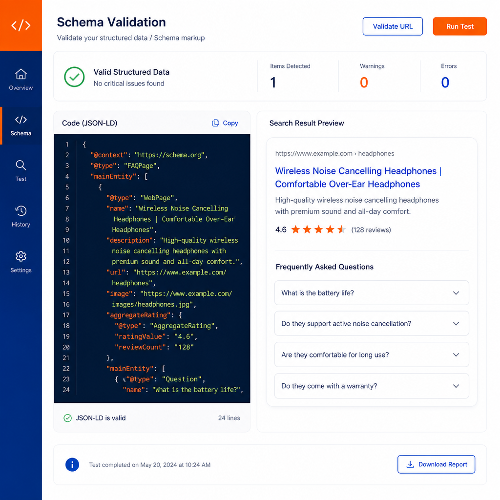 Ejemplo de validación de datos estructurados Schema