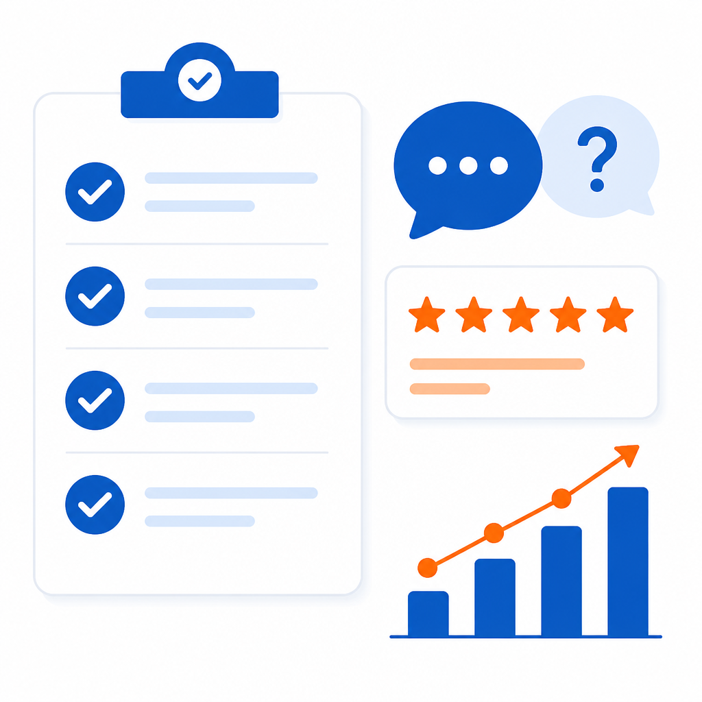 Ejemplo ilustrativo de checklist de elementos optimizados en una ficha de Google Business Profile