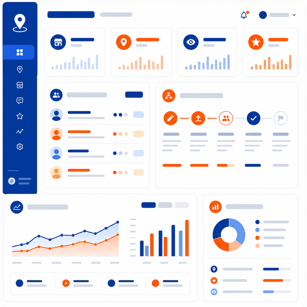 Ejemplo ilustrativo de flujo de trabajo de SEO Local coordinado para una empresa