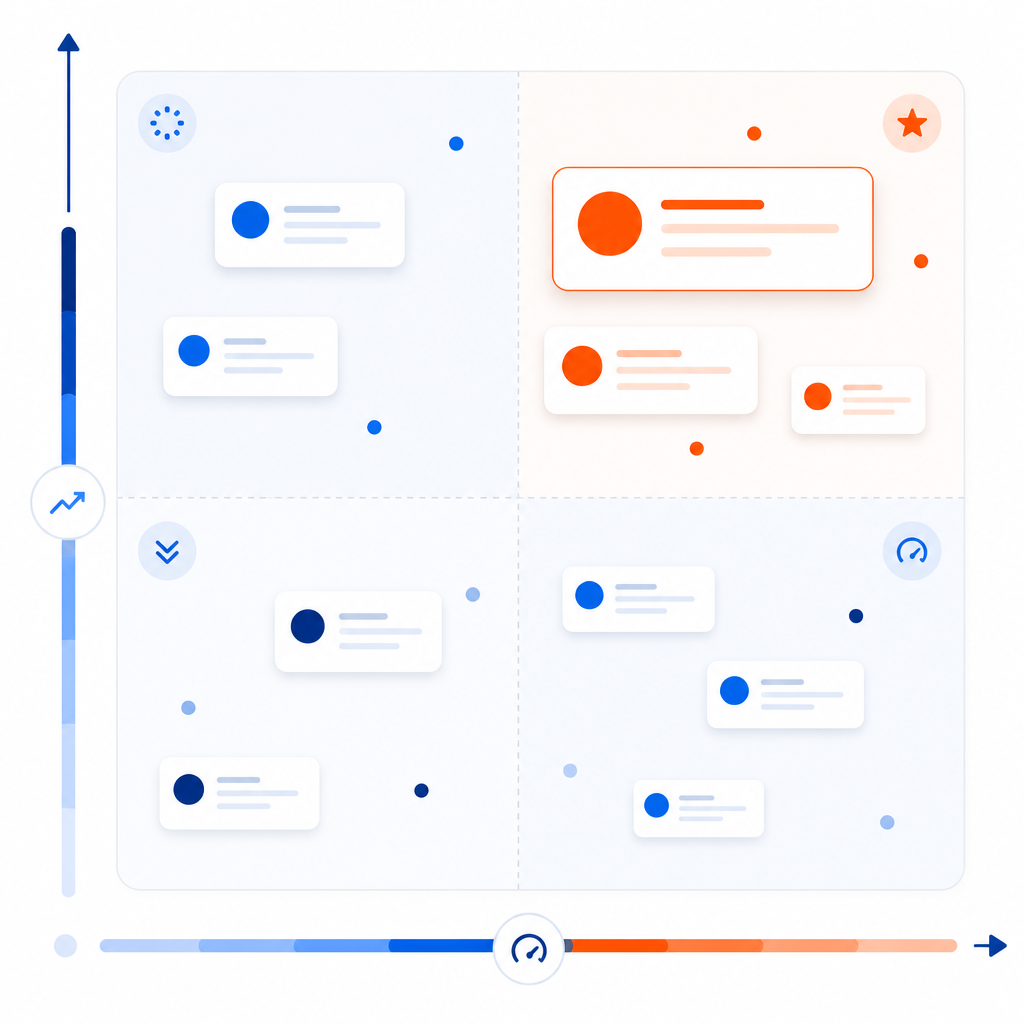 Ejemplo ilustrativo de matriz de priorización de contenidos por impacto y esfuerzo