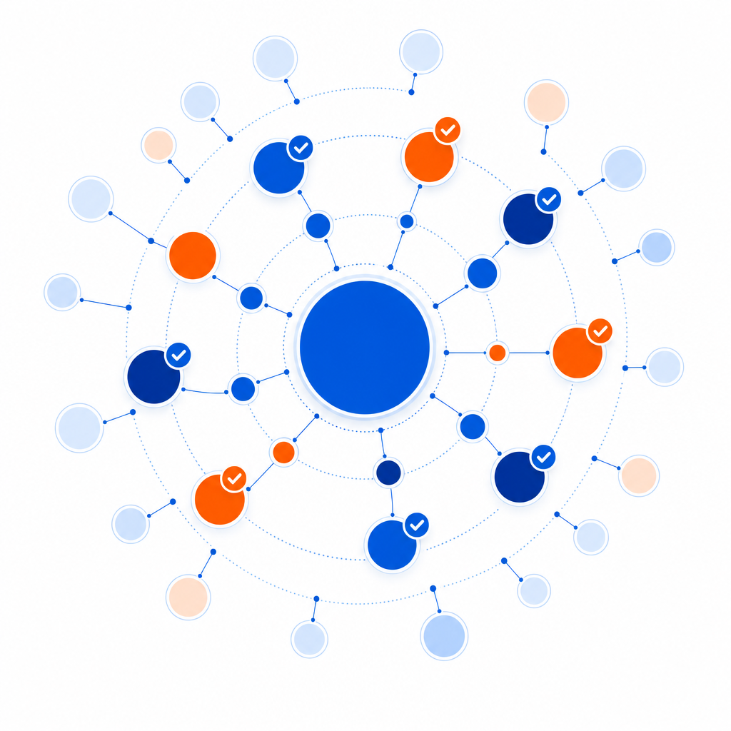 Ejemplo ilustrativo de cobertura de subtemas y preguntas relacionadas dentro de un mapa temático