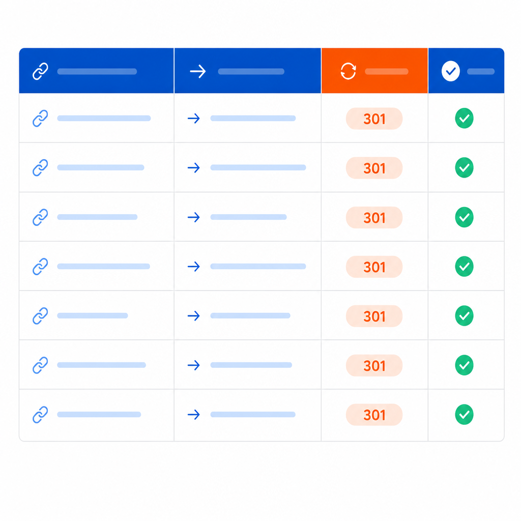 Ejemplo ilustrativo de mapeo de URLs y redirecciones 301 para una migración SEO
