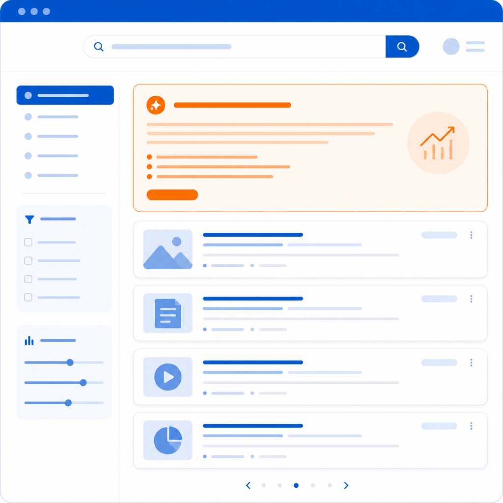 Ejemplo ilustrativo de mapeo de consultas del sector donde aparece un AI Overview de Google