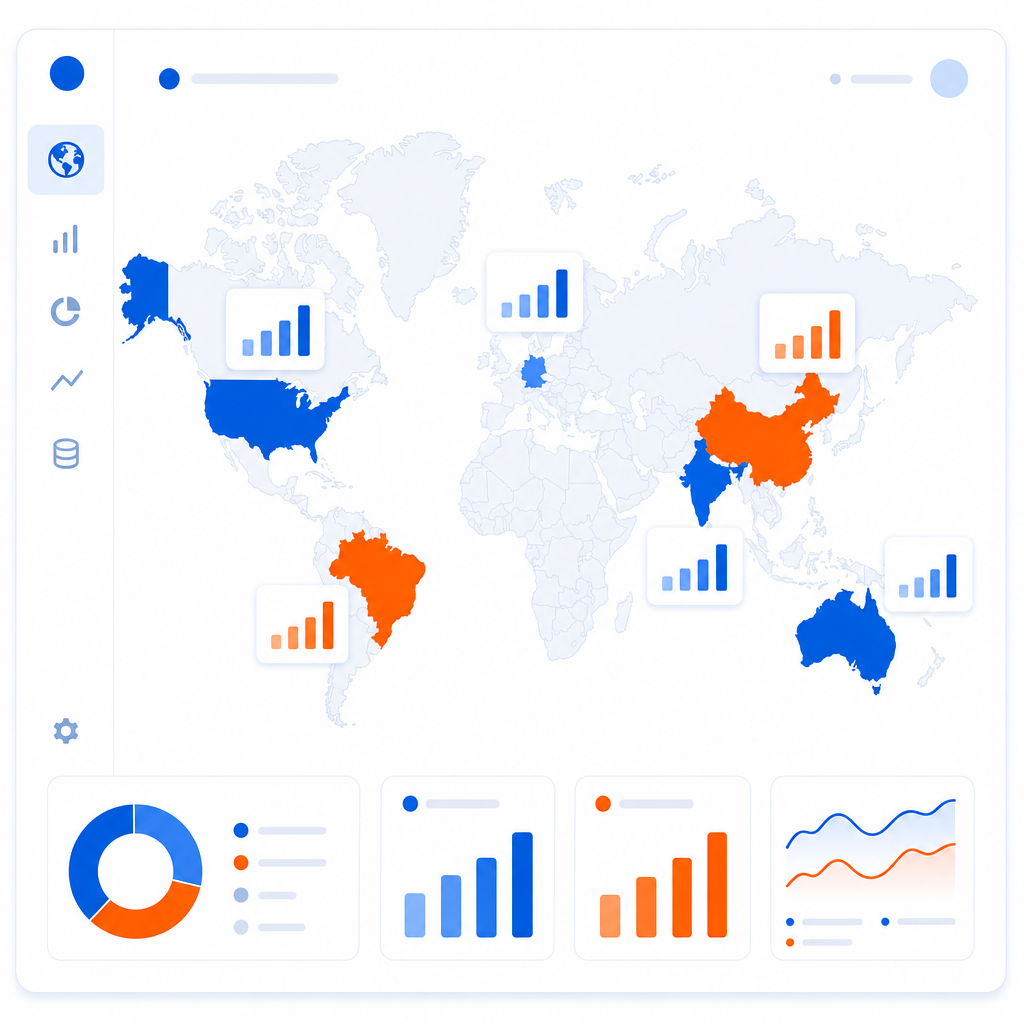Ejemplo ilustrativo de mapa de priorización de mercados para una estrategia de SEO multipaís