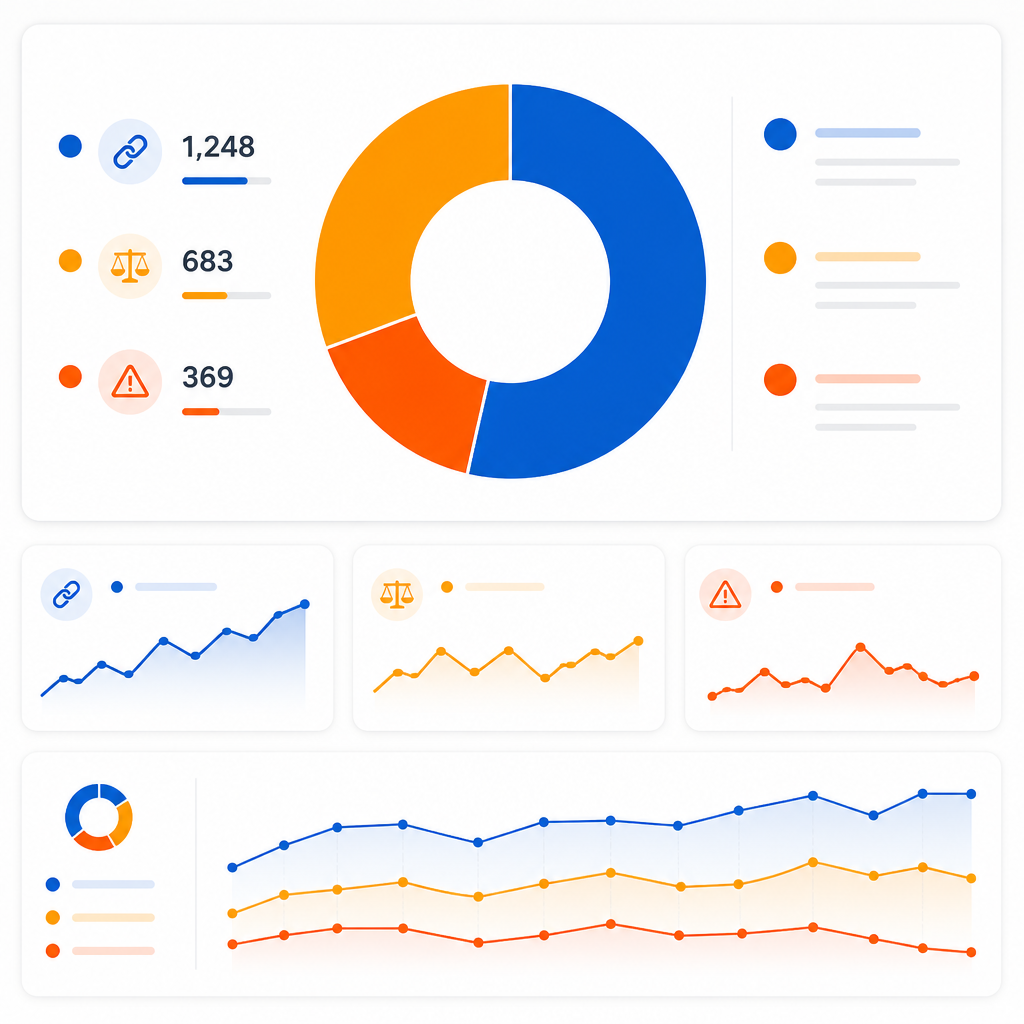 Ejemplo ilustrativo de distribución de un perfil de backlinks por calidad y relevancia
